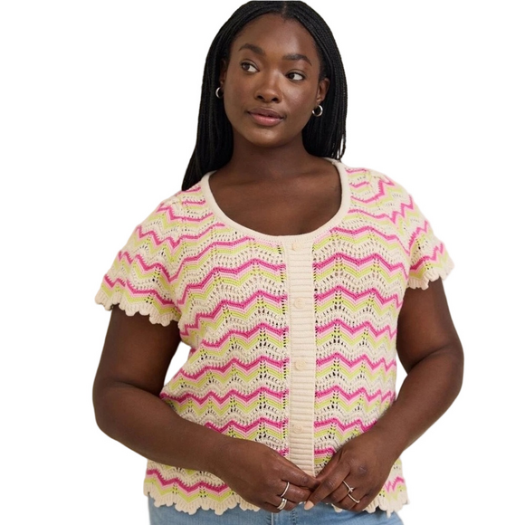 torrid Tops - Torrid Chevron Crochet Pointelle Top